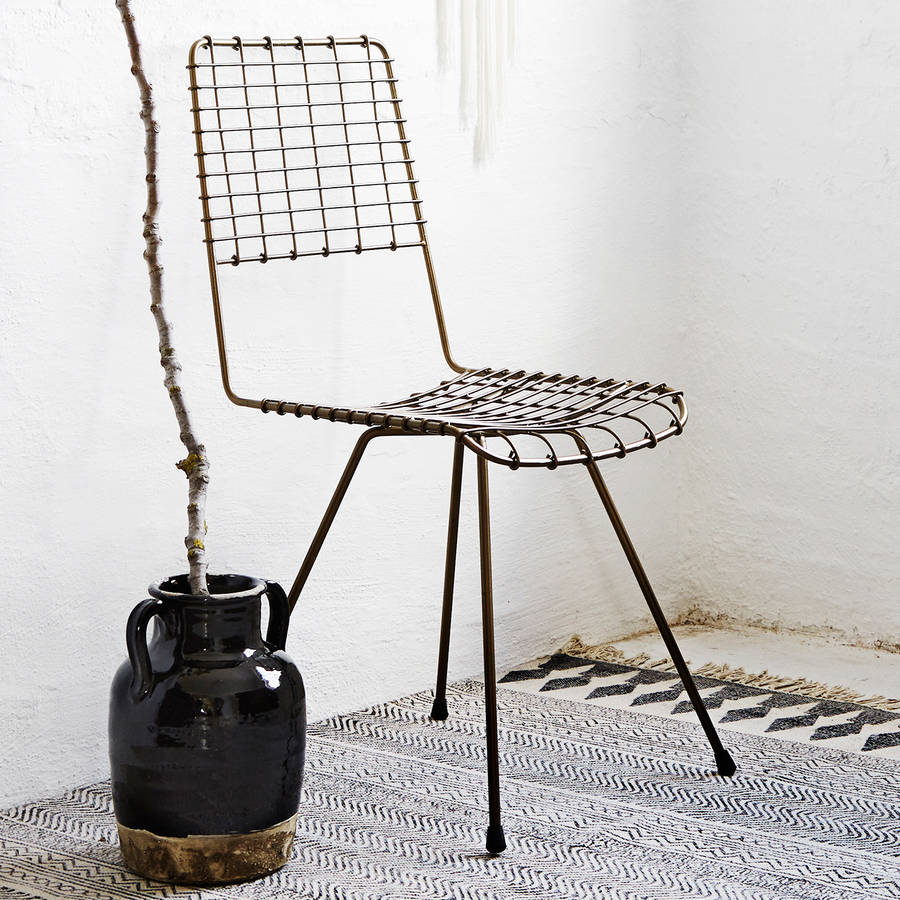 wire dining chair in copper by out there interiors