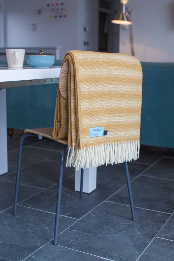 mustard chevron wool throw by atlantic blankets