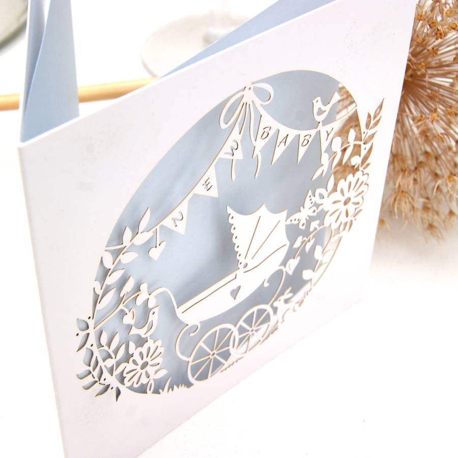 new baby laser cut greeting card by the hummingbird card company