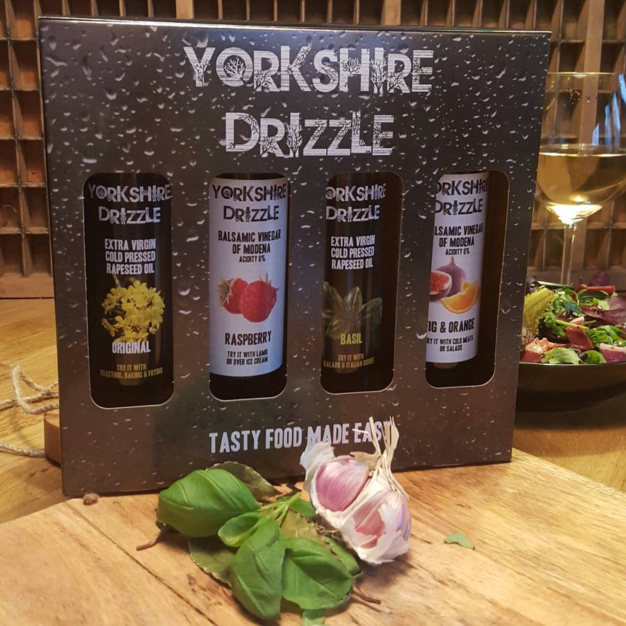 rapeseed oil and balsamic vinegar gift set by yorkshire drizzle