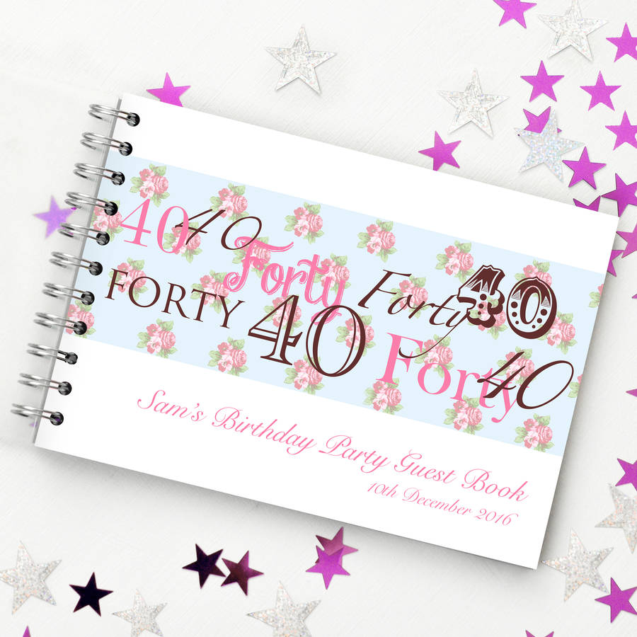 personalised 40th birthday guest book by amanda hancocks