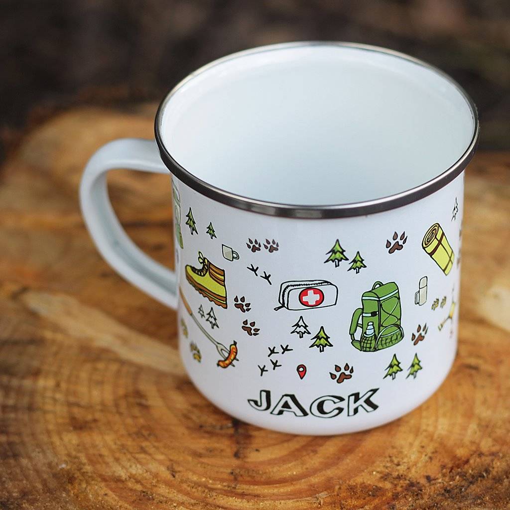 personalised enamel camping mug by jack spratt baby