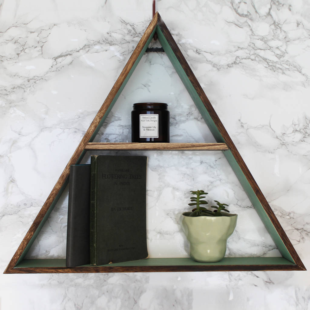 wooden triangle shelf by posh totty designs interiors