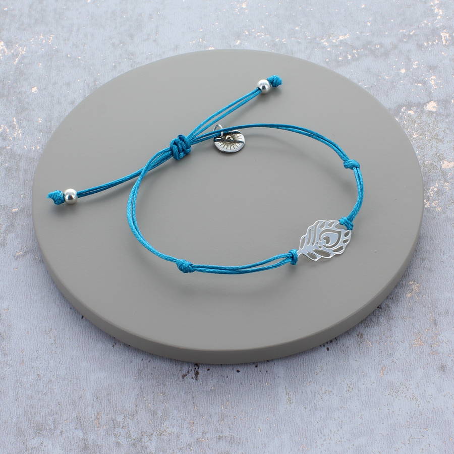 peacock feather sterling silver friendship bracelet by francesca rossi