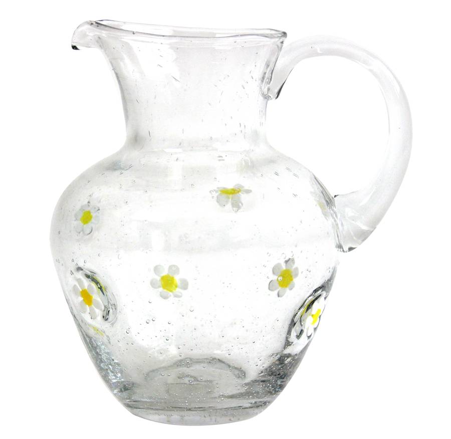 daisy embossed glass jug by the contemporary home