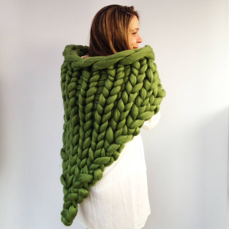 chunky knit wrap shawl by wool couture