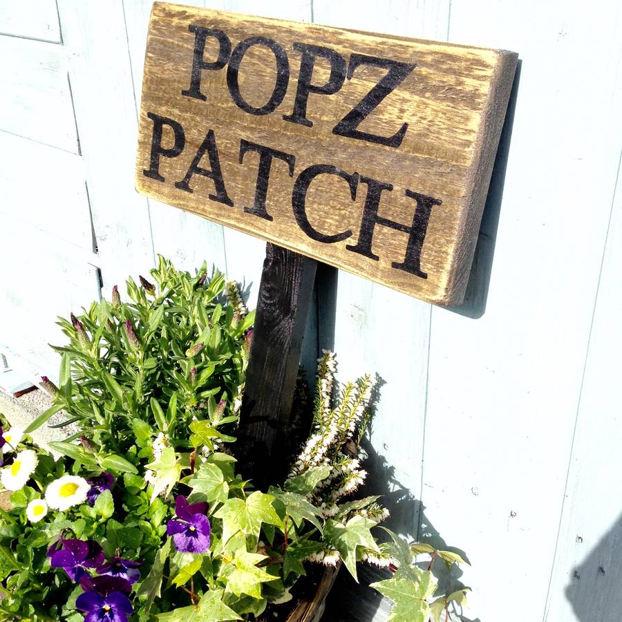 personalised vintage garden sign with stake by potting shed designs