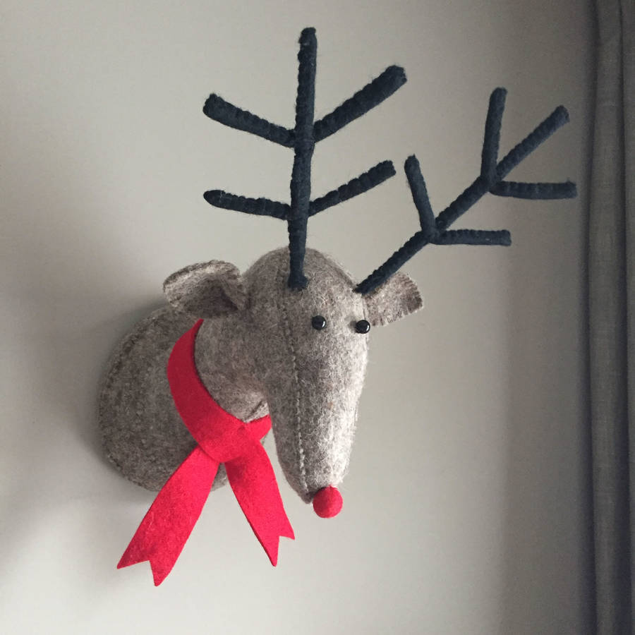 grey felt reindeer head w antlers by little baby company