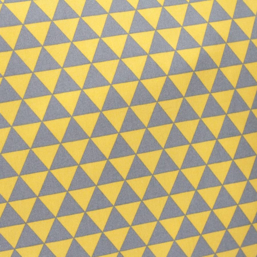 geometric yellow and grey triangles cushion cover by quirkybee