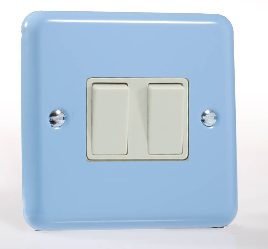 pastel blue metal light switch and switch sockets by candy queen