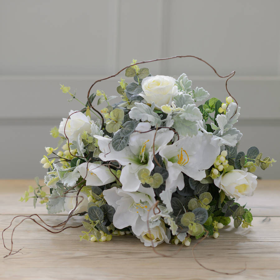 winter wonderland luxury white silk flower bouquet by the flower studio