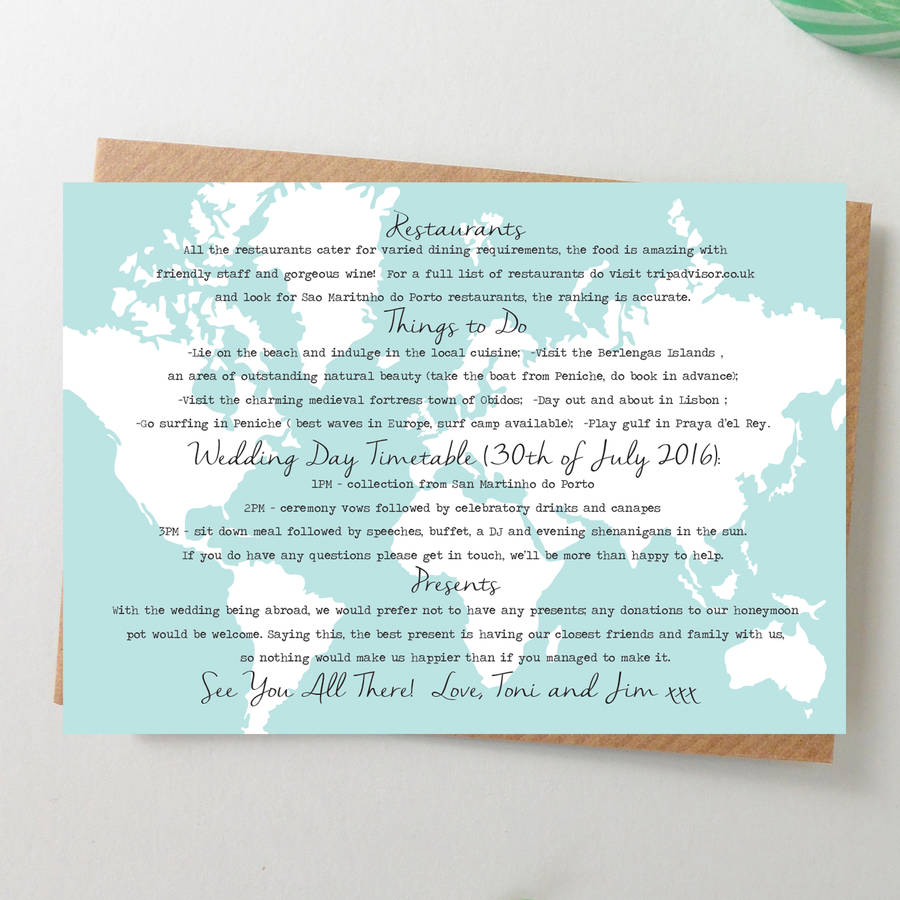 World Map Wedding Invitation Postcard By Paper And Inc 3759