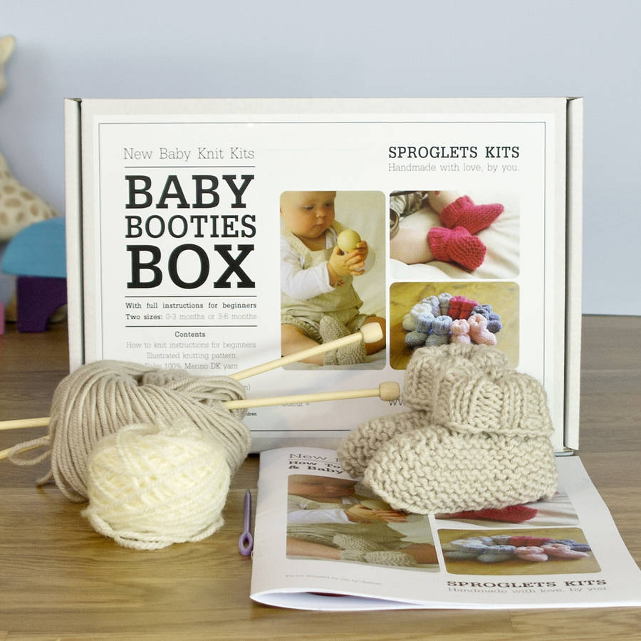 baby booties beginner's knitting kit by sproglets kits