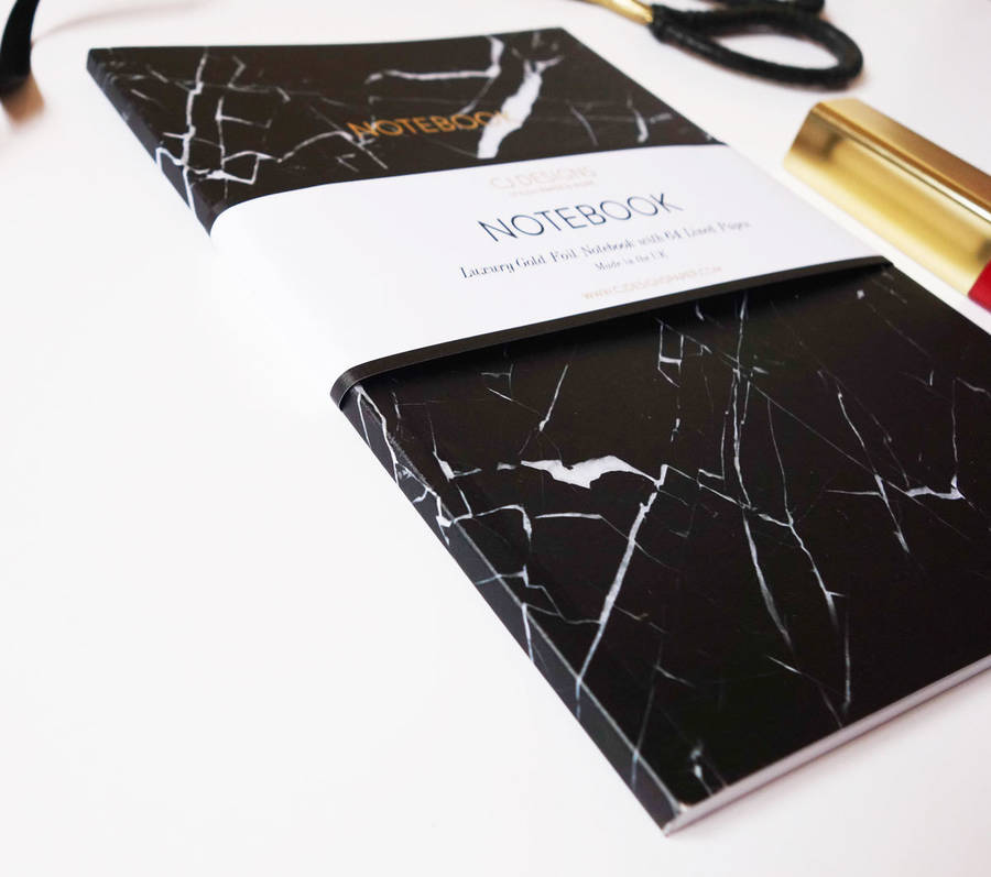 marble a5 gold foil notebook by cj designs