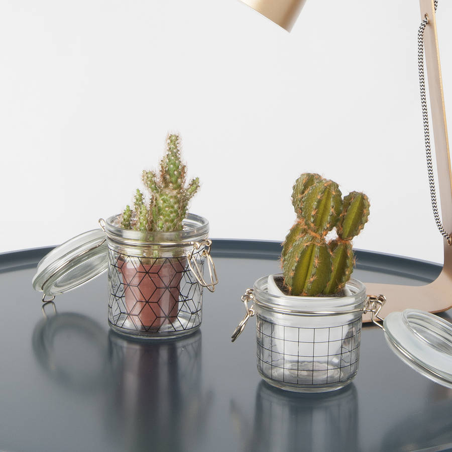 geometric storage jars with gold clasp by marquis & dawe