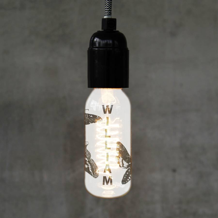 personalised 'moth' filament light bulb by the glass yard