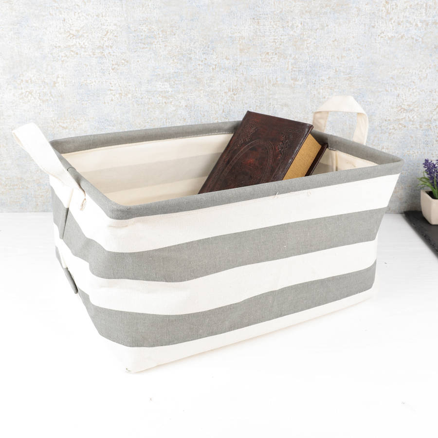 nautical striped linen basket with handles by dibor