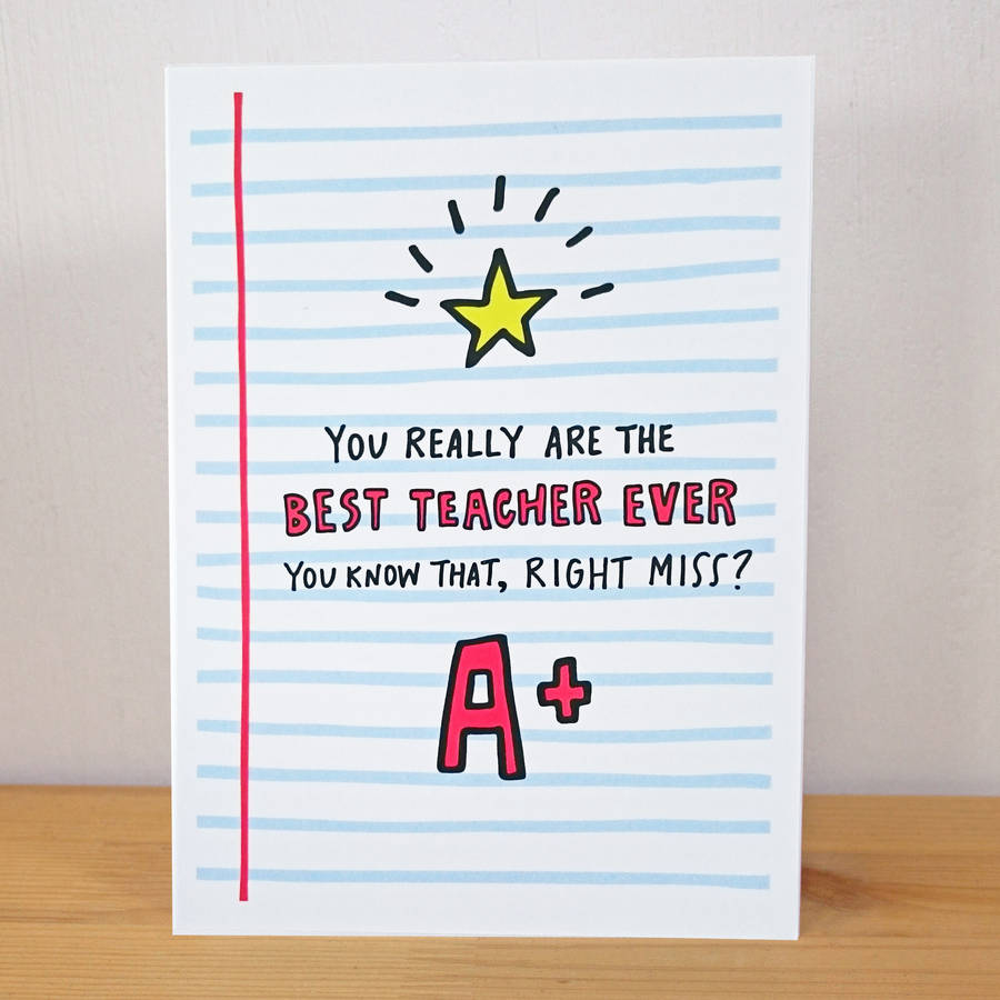 best teacher ever a6 size card by angela chick