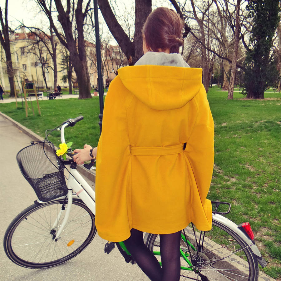 yellow cape, wool cape by hanna boutique