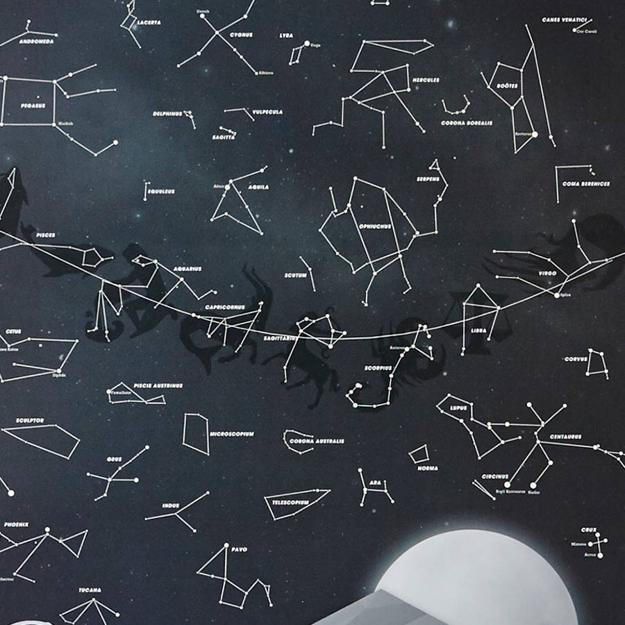 Glow In The Dark Star Constellation Zodiac Map By Luckies 