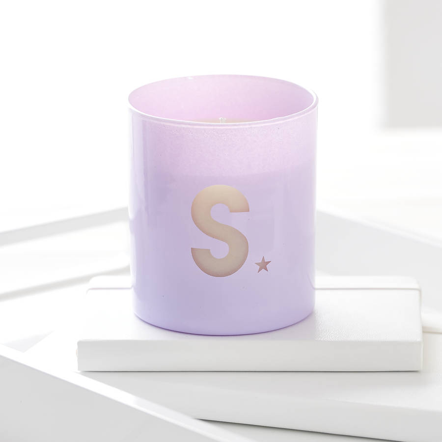 personalised glow through initial candle by lily belle