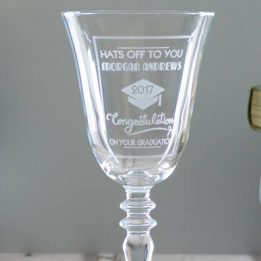 personalised graduation wine glass by chalk and cheese candles and wax