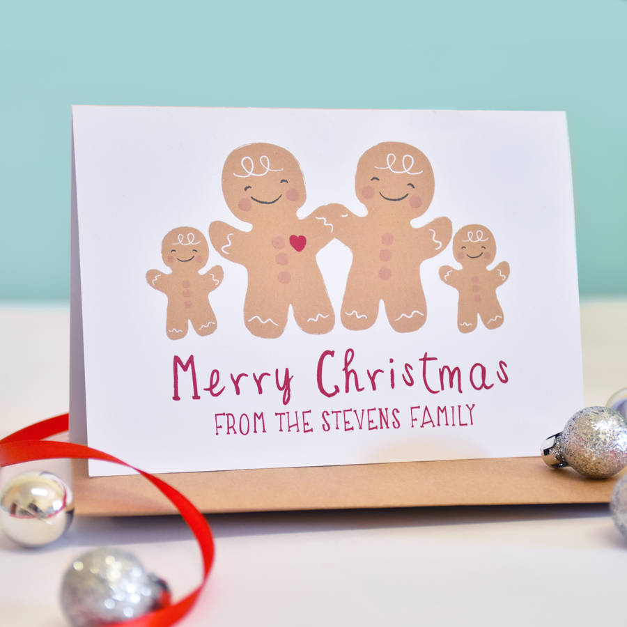 personalised family gingerbread christmas card by cows & kisses
