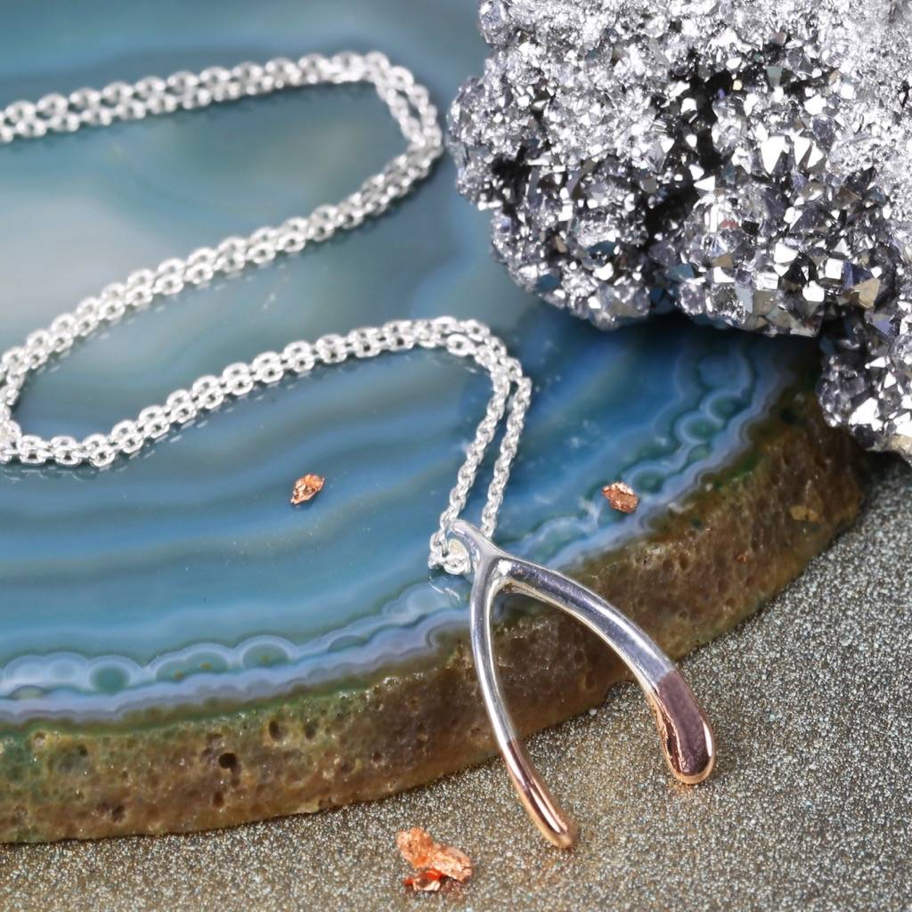 dipped wishbone necklace by lisa angel