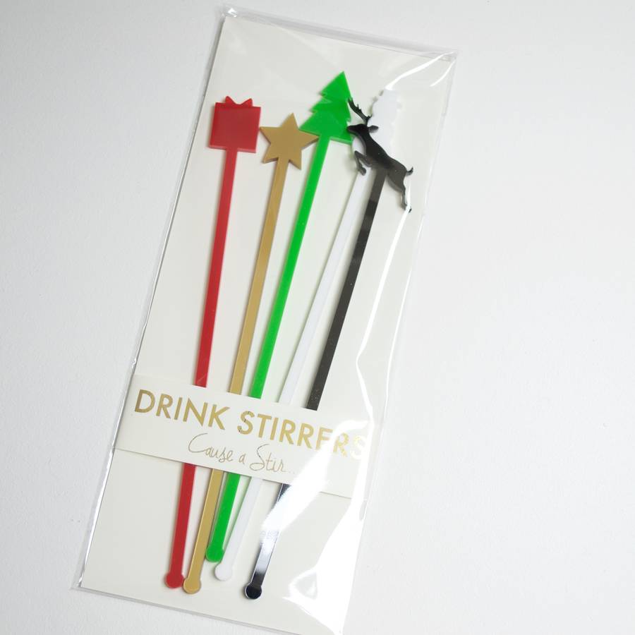 set of christmas drink stirrers by clouds and currents