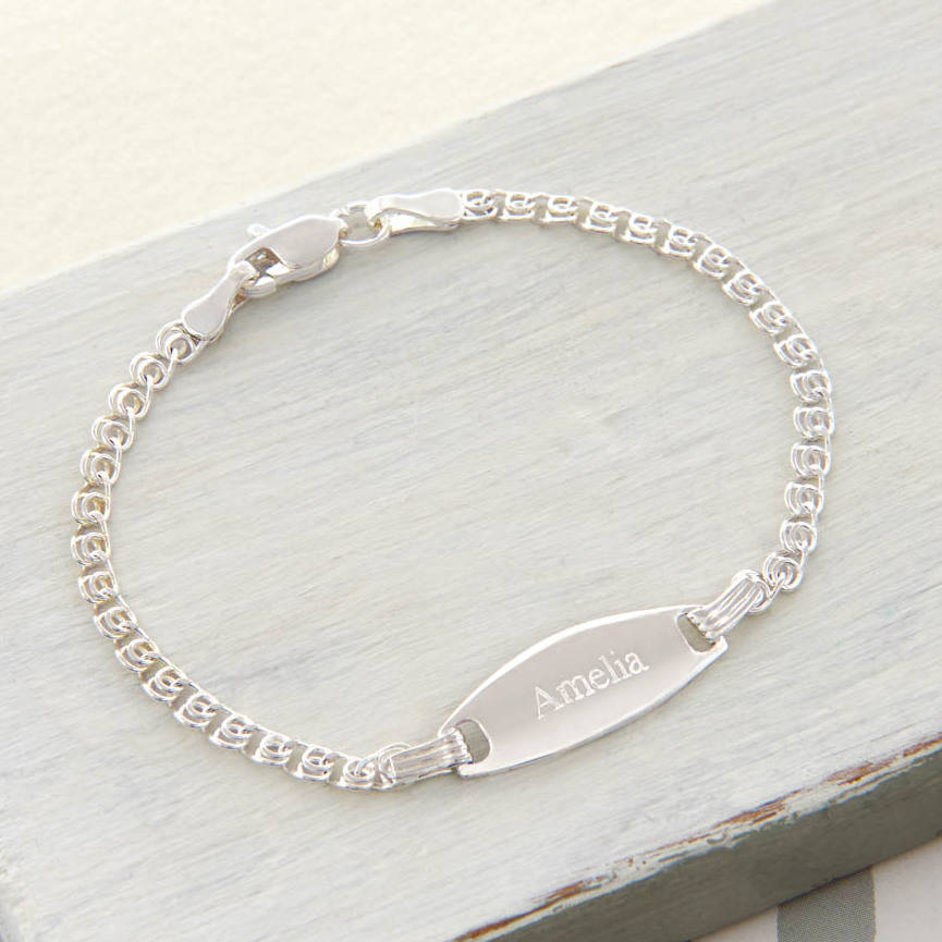 personalised sterling silver christening id bracelet by tales from the