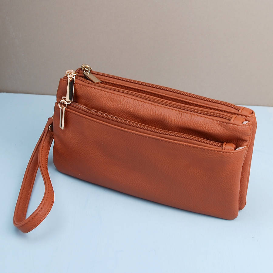 personalised essentials triple zip clutch by penelopetom