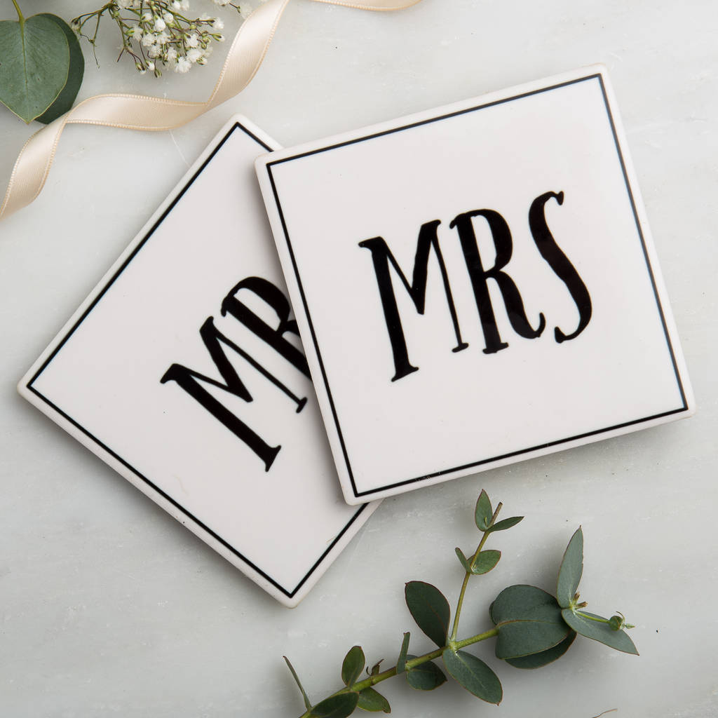 mr and mrs ceramic coaster by posh totty designs interiors