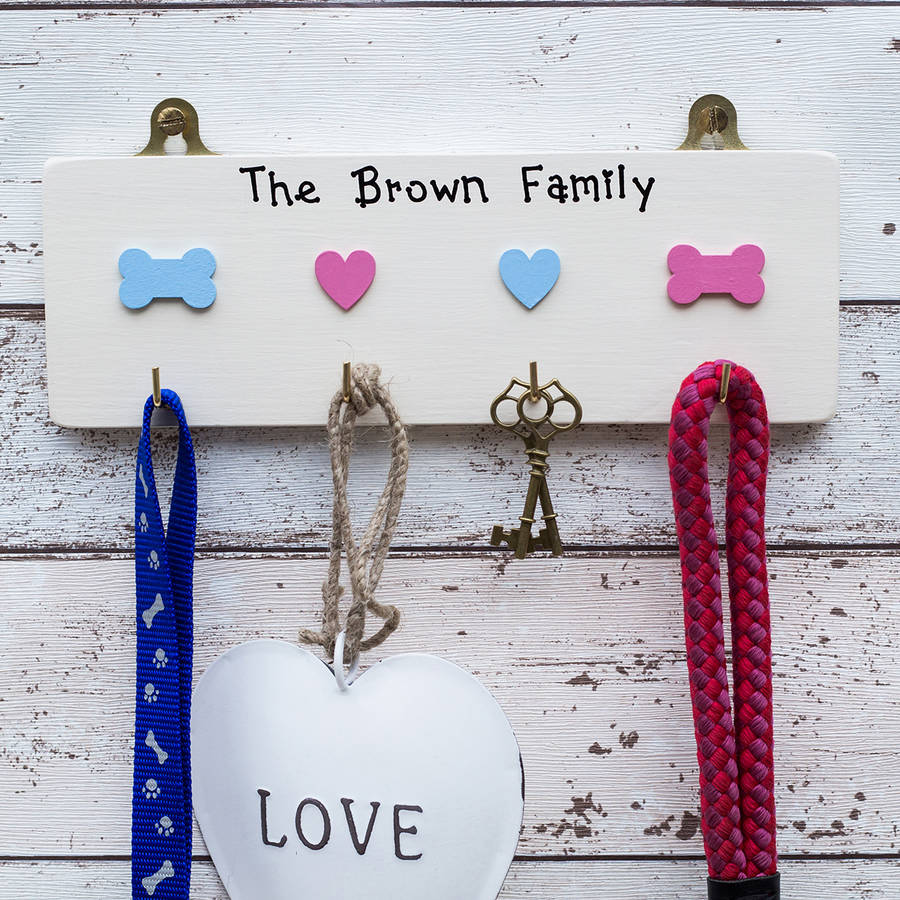 personalised key and dog lead hooks by siop gardd