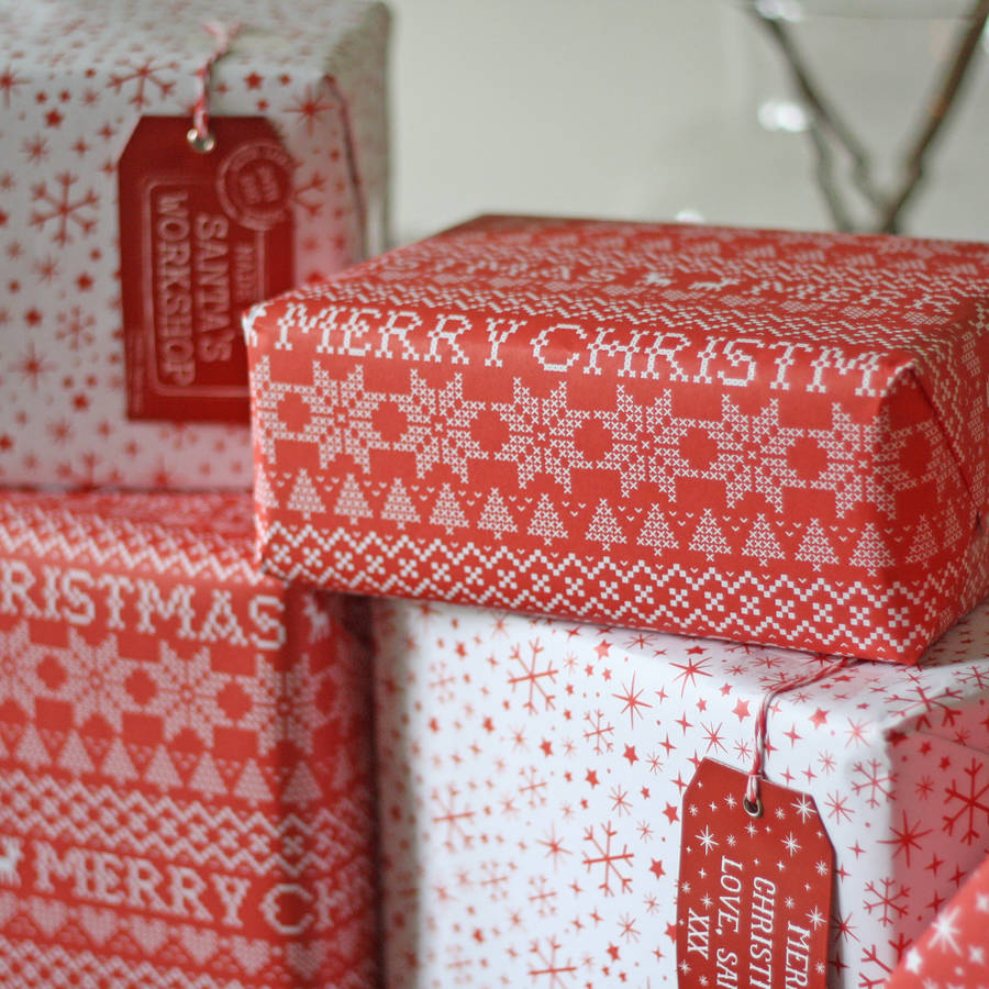 christmas wrapping paper – merry christmas snowflakes by the wedding of