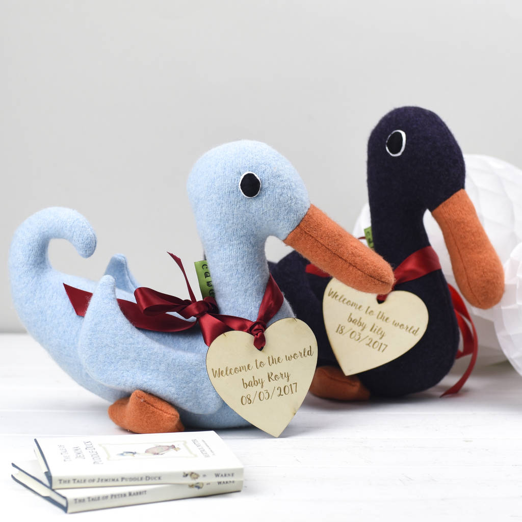 new baby personalised soft toy duck by cdbdi new baby personalised soft toy duck by cdbdi