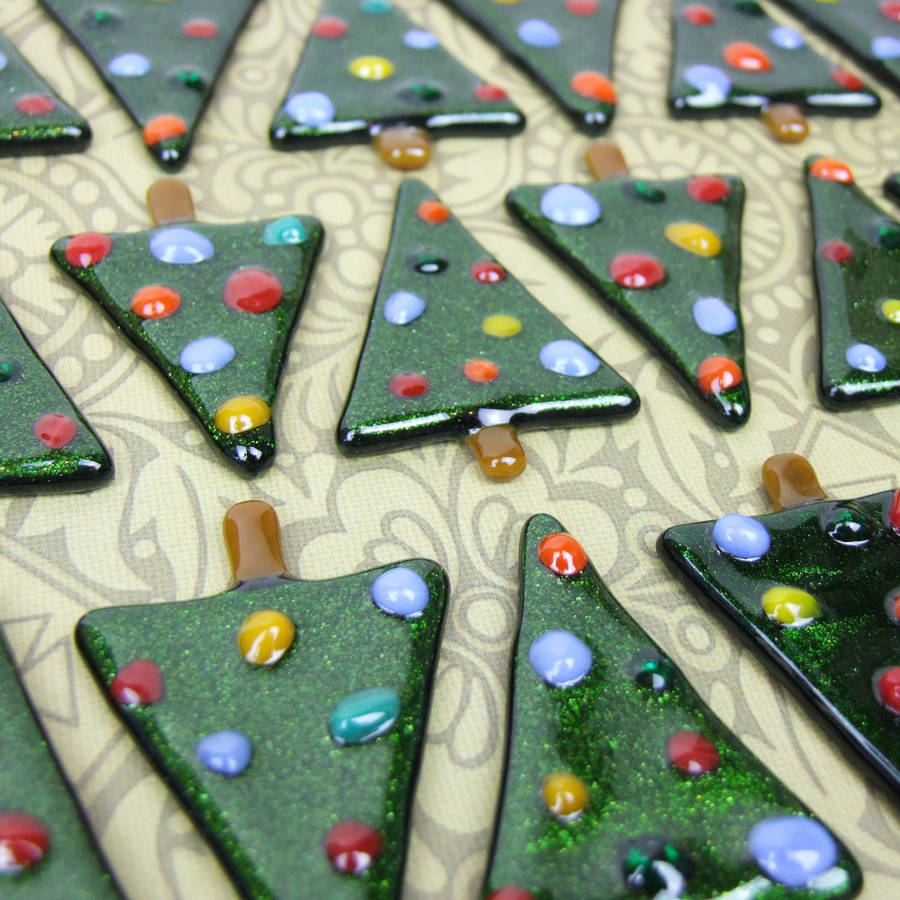 handmade glass christmas tree brooch by jessica irena smith glass