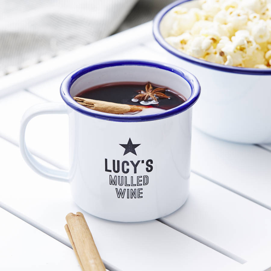 Mulled Wine Enamel Personalised Mug By Sophia Victoria Joy