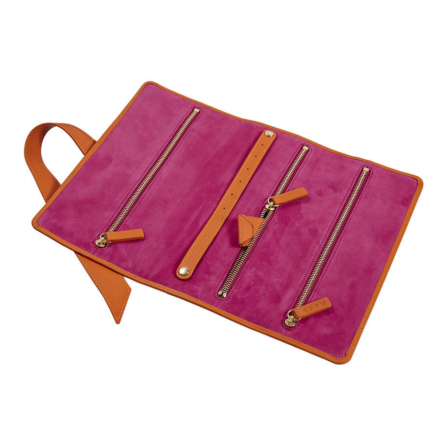 leather jewellery roll for travel by stow