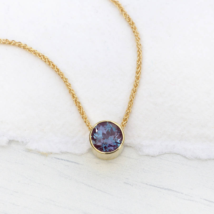 Alexandrite Necklace In 18ct Gold June Birthstone By Lilia Nash