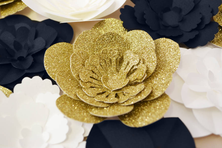 set of 20 handmade paper flowers with glitter by may contain glitter
