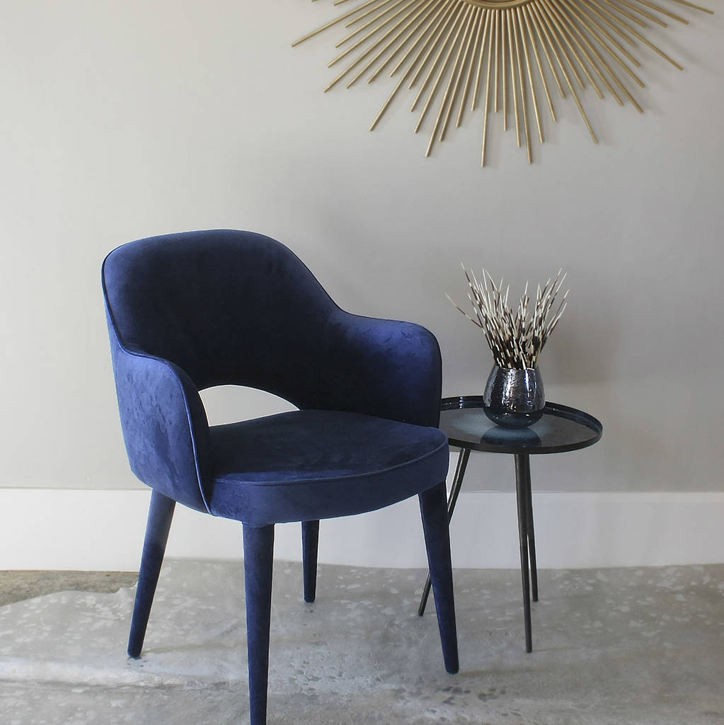 cobalt blue velvet cocktail chair by ella james