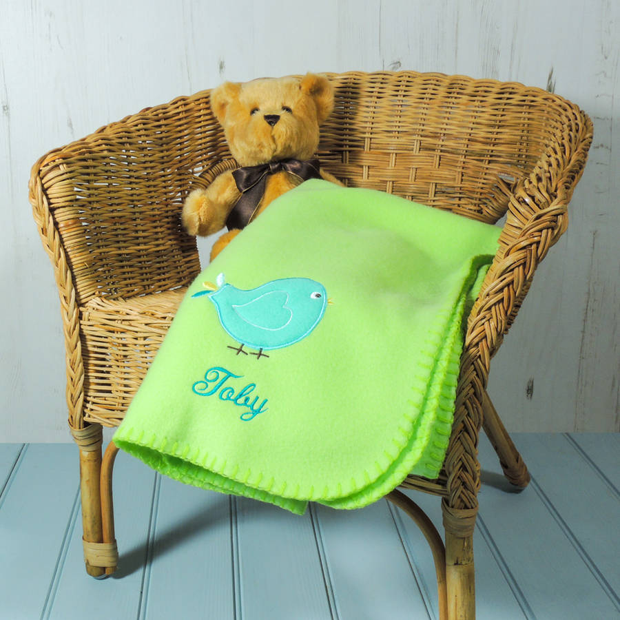 personalised fleece pram blanket by able labels