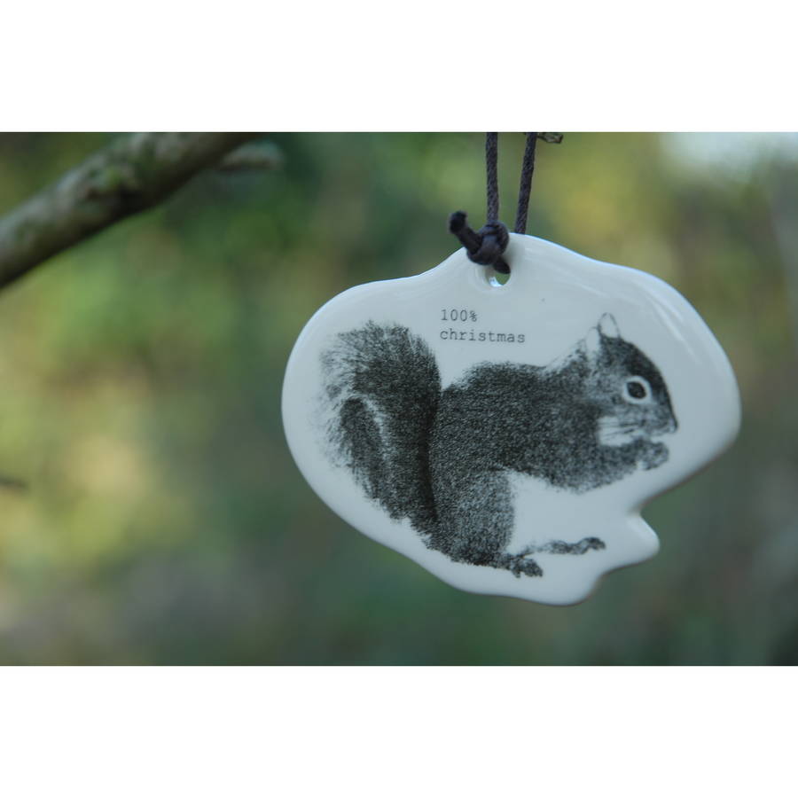 porcelain animal christmas tree decorations by little yellow birds