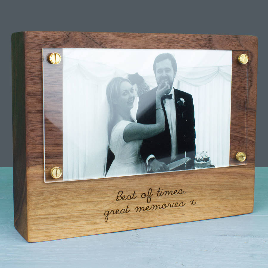 personalised wood photo block with acrylic frame by create gift love