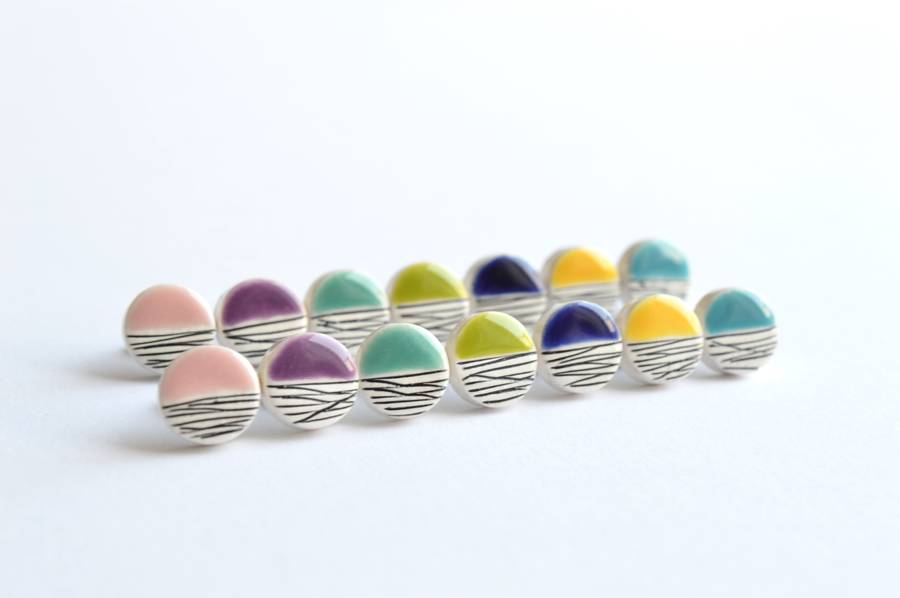 geometric ceramic stud earrings by isla clay