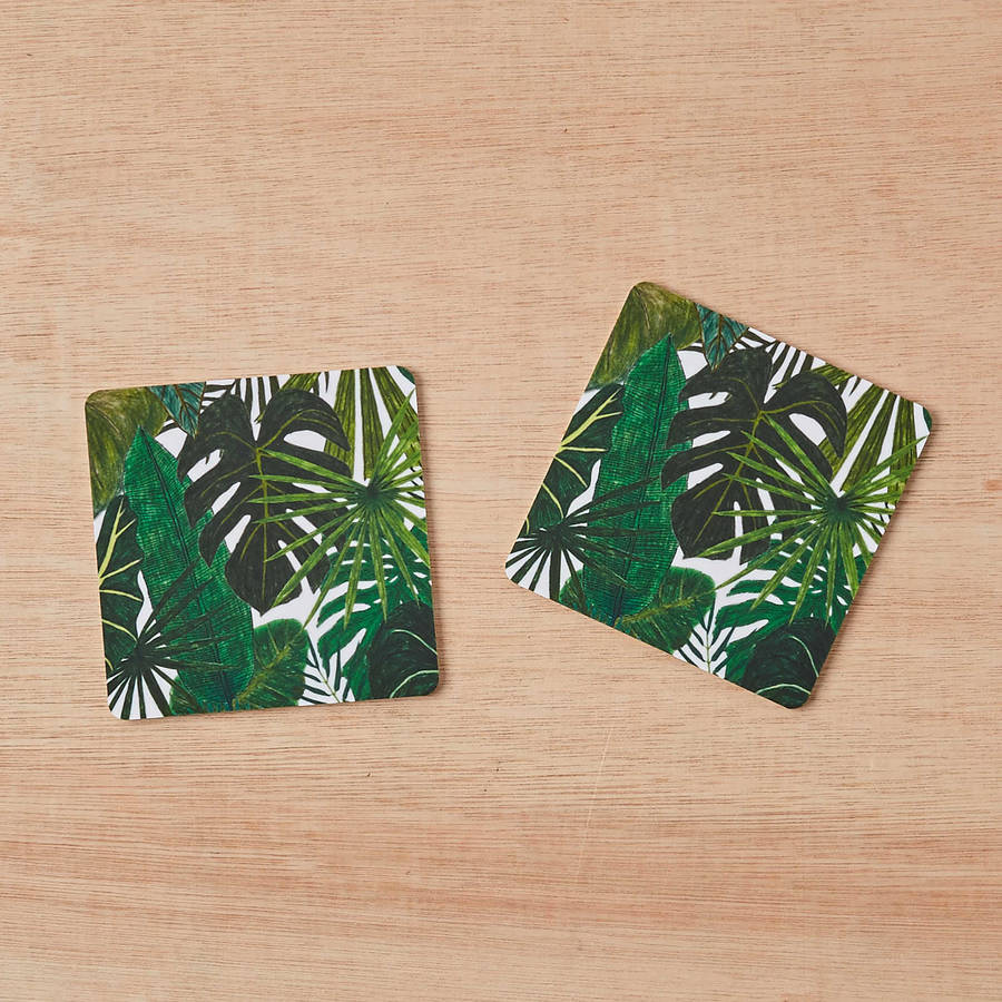 botanical plant coasters set of two by james barker