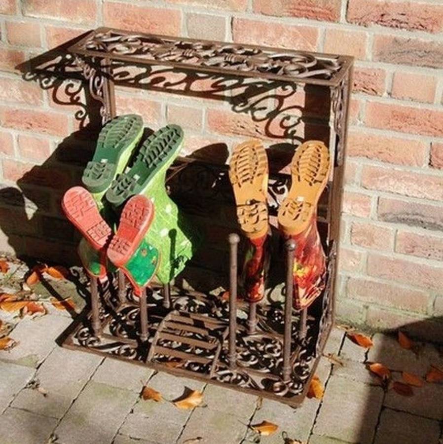 decorative cast iron boot storage rack by garden selections
