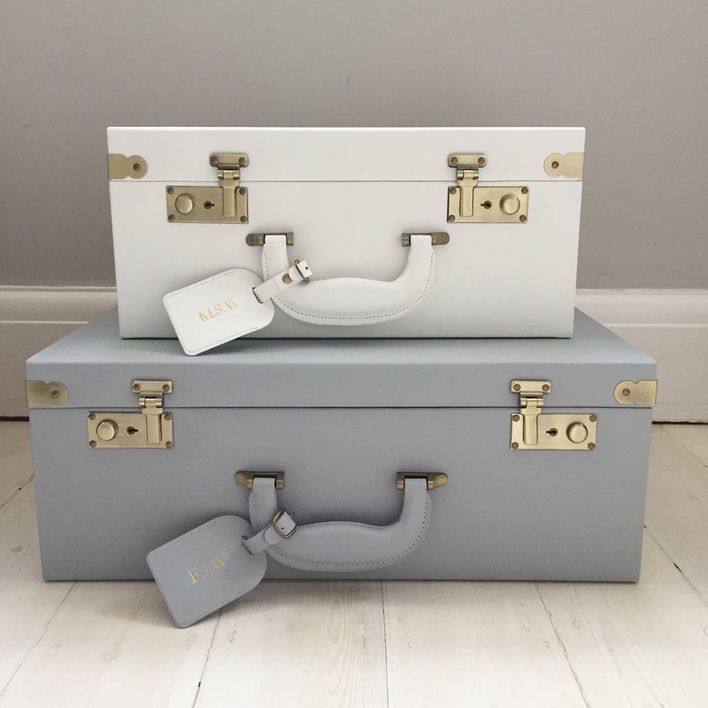 personalised memory suitcase keepsake box gift set by meminio