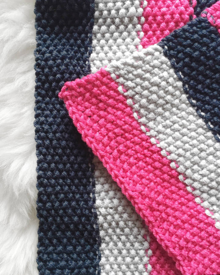 knit your own baby beginner stripey blanket kit by stitch & story