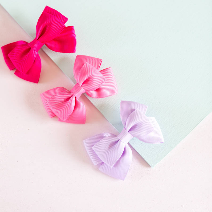three medium ribbon hair bow by lovely littles and co